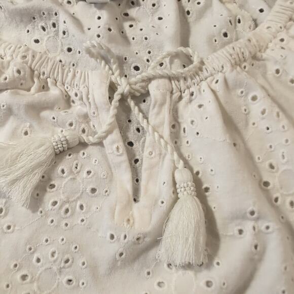 J. Jill Cream Cotton Knit Eyelet A-Line Blouse, size petite medium - Picture 5 of 10